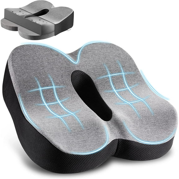 Elviros Chair Cushions, Adjustable Height Memory Foam Seat Cushion,Non-Slip Chair Pads(Grey, Medium Soft)
