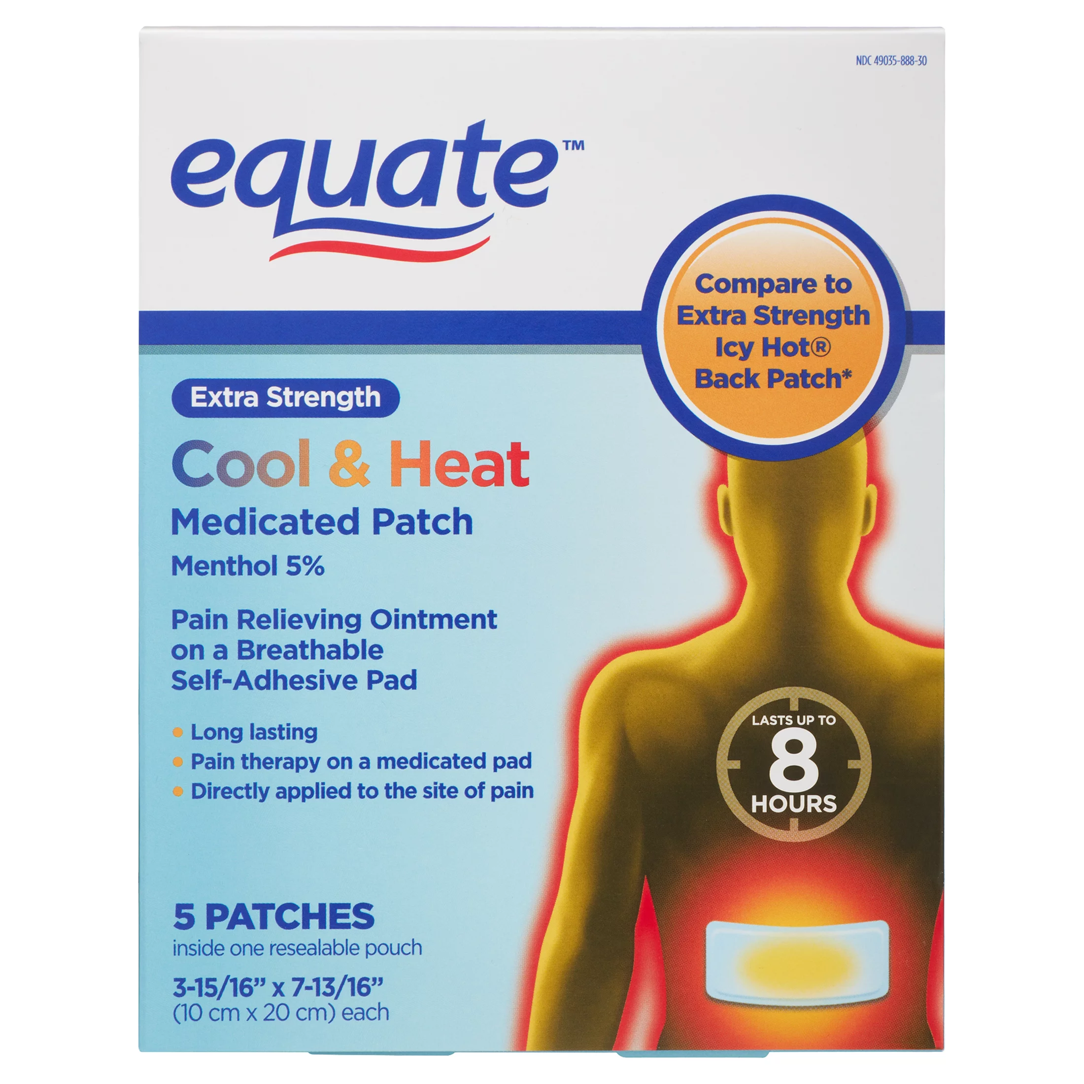 Equate Extra Strength Cool & Heat Medicated Patches, 5 Count