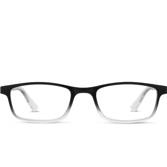 Equate Unisex Reader Glasses with Case, Plastic Lens, Black and Clear Color, +2.00