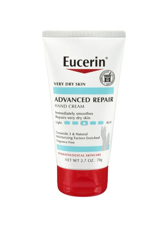 Eucerin Advanced Repair Hand Cream, Fragrance Free, 2.7 oz Tube