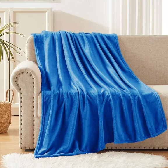 Exclusivo Mezcla Fleece Throw Blanket for Couch/Sofa/Bed,Plush Soft Blankets and Throws,Lightweight and Cozy-50" x 60" (Cobalt Blue)