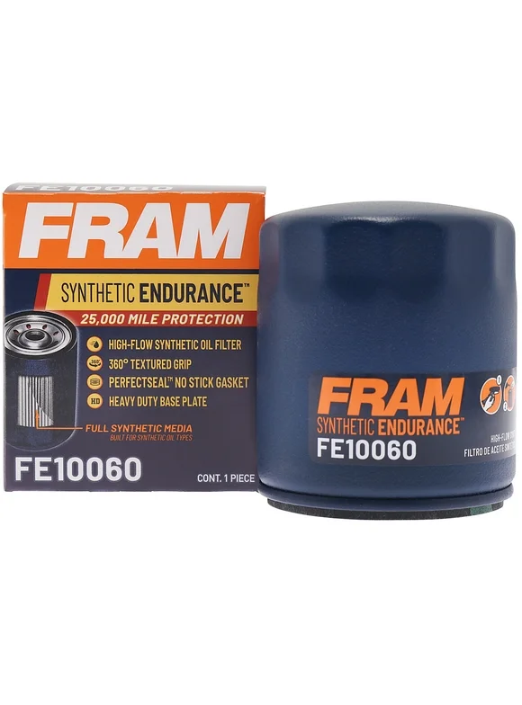 FRAM Synthetic Endurance Premium Oil Filter, FE10060, 25K mile Replacement Filter for Select Chevrolet, Dodge, GMC and Jeep Vehicles