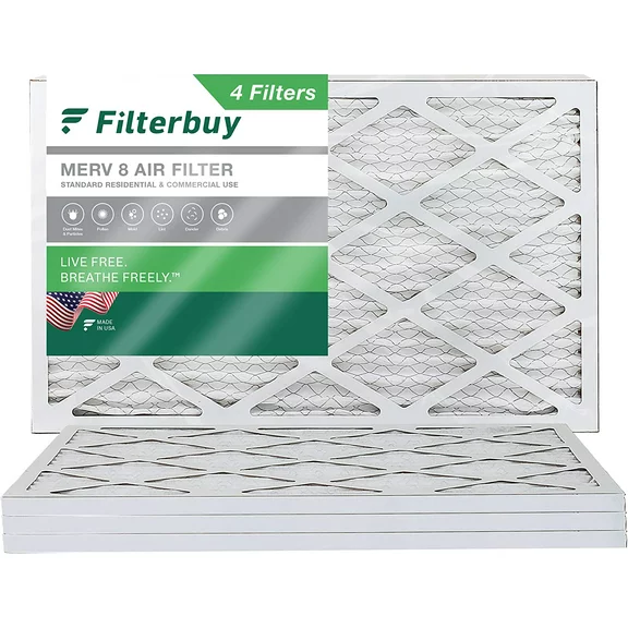 Filterbuy 12x20x1 MERV 8 Pleated HVAC AC Furnace Air Filters (4-Pack)
