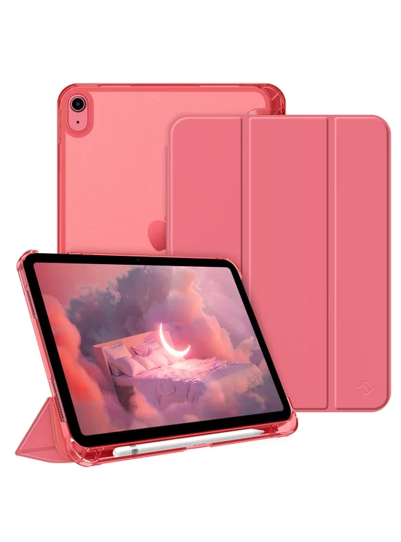 Fintie Case for iPad 10th Generation 10.9 Inch 2022 with Translucent Frosted Back, Slim Shell Hard Stand Cover with Pencil Holder, Auto Sleep/Wake, Pink