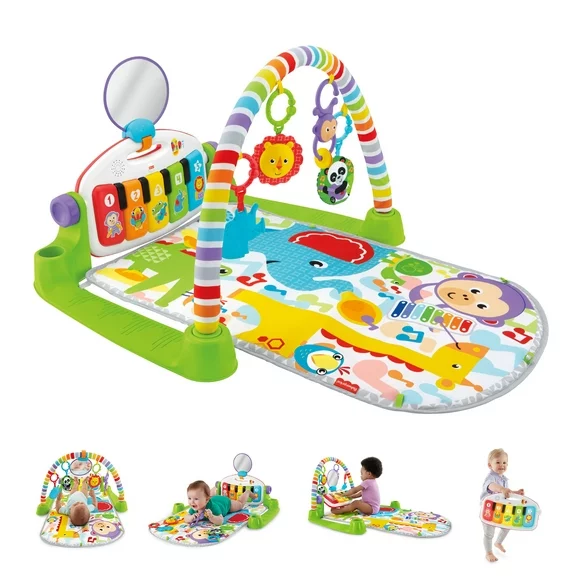 Fisher-Price Deluxe Kick & Play Piano Gym Infant Playmat with Electronic Learning Toy, Green