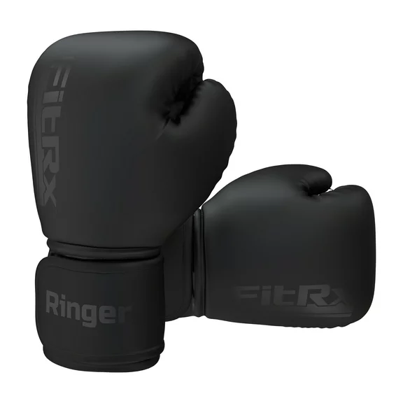 FitRx Ringer Boxing Gloves, 12 oz. Unisex Training Gloves, Boxing Equipment, Black