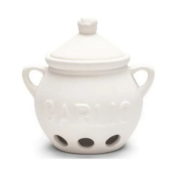Fox Run Brands White Ceramic Garlic Storage Jar