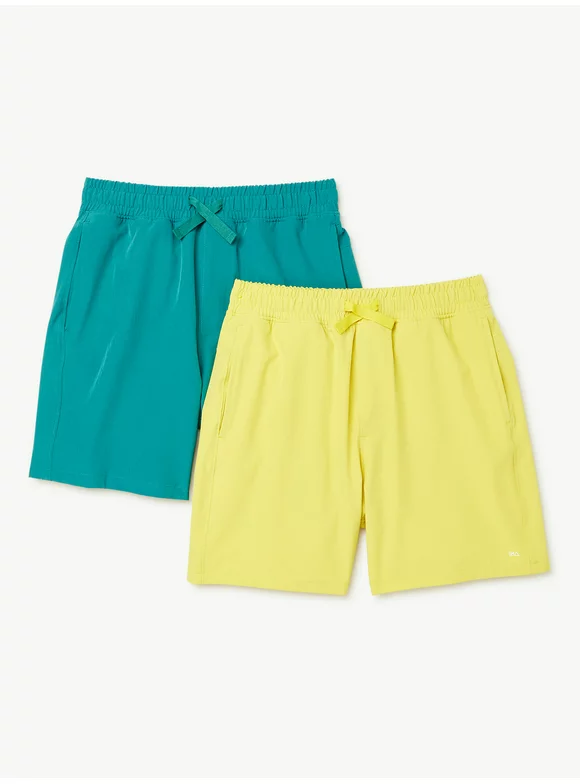 Free Assembly Boys 4-Way Stretch Active Shorts, 2-Pack, Sizes 4-18
