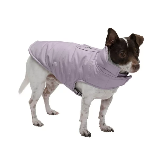 FurHaven Pet Coat | Water-Repellent Reversible Reflective Puffer Dog Coat, Lavender, Extra Small