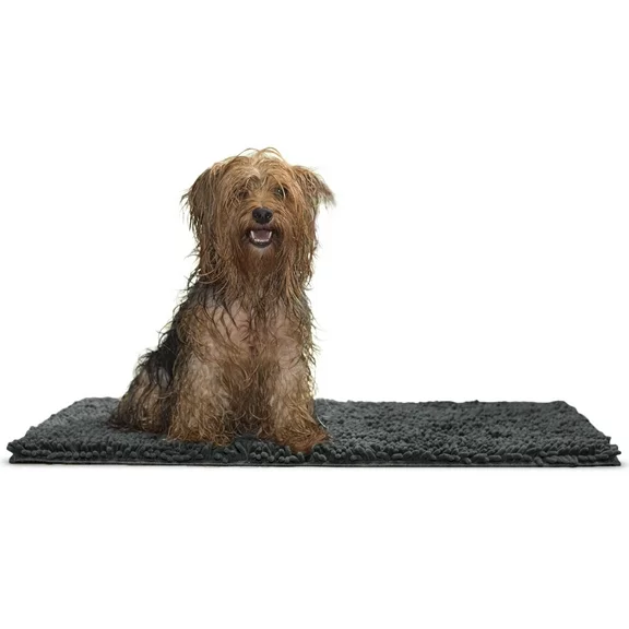 FurHaven Pet Products Muddy Paws Towel & Shammy Rug for Dogs & Cats - Charcoal Gray, Medium