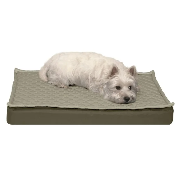 FurHaven Pet Products Quilt-Top Convertible Indoor-Outdoor Deluxe Orthopedic Pet Bed for Dogs & Cats - Dark Sage, Medium