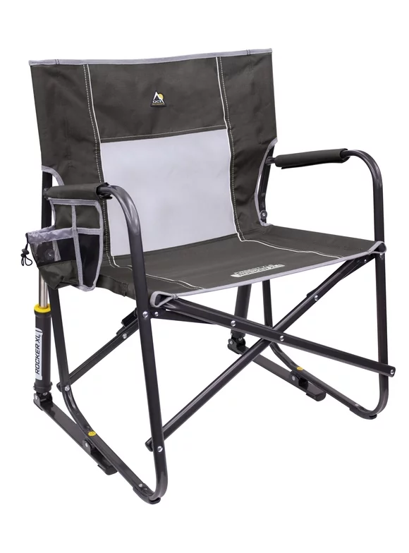 GCI Outdoor Freestyle Rocker XL Heavy Duty Folding Rocking Camping Chair, Pewter