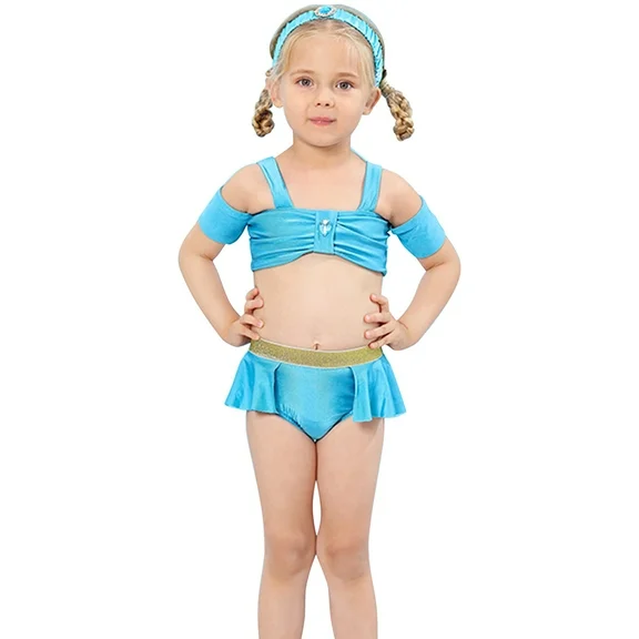 Girls Jasmine Princess Swimwear Bathing Suit Tankini Swimsuit 2 Pieces