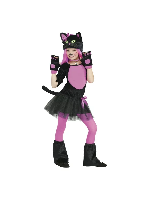 Girls Miss Kitty Cat Halloween Costume Set, Multi-Color, Fun World