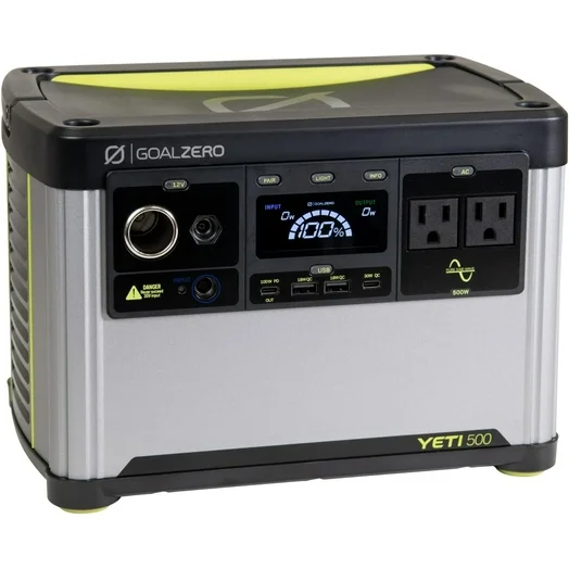 Goal Zero Yeti 500 Portable Power Station, 499 Watt Battery, Rugged, Water Resistant Solar Generator