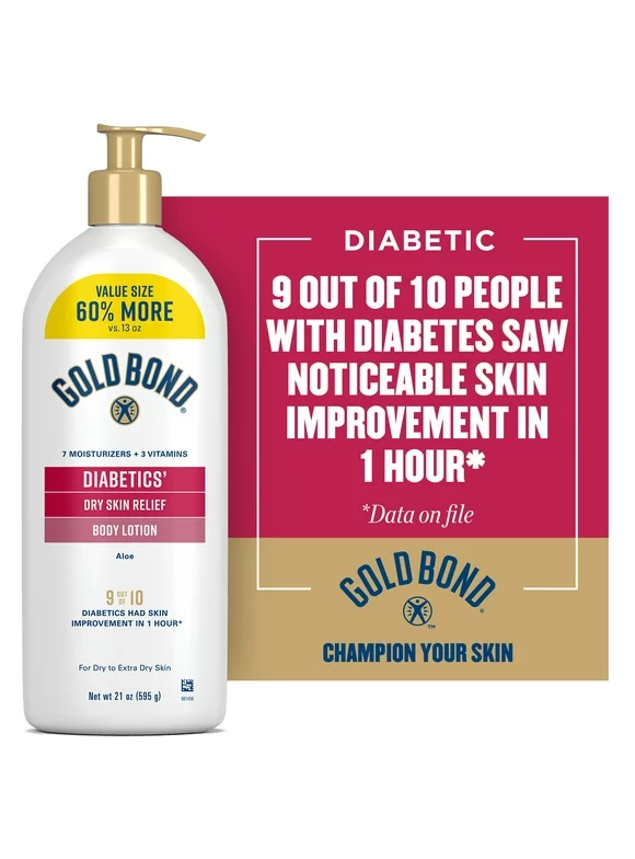 Gold Bond Diabetics' Dry Skin Relief Body Lotion with Aloe, 21 oz., As Seen on TikTok