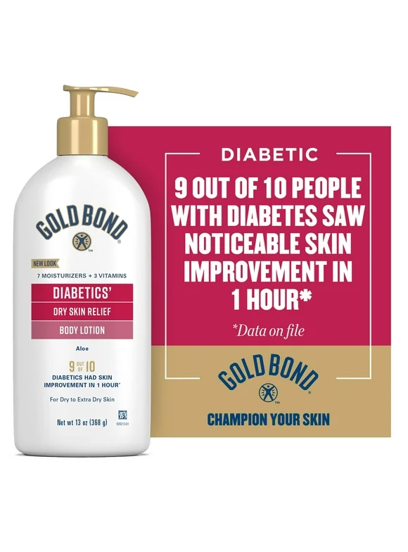 Gold Bond Diabetics Hand Moisturizer and Body Lotion Cream for Dry to Extra Dry Skin, 13 oz