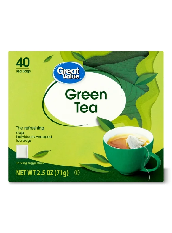 Great Value Green Tea Bags, 2.5 oz, 40 Count