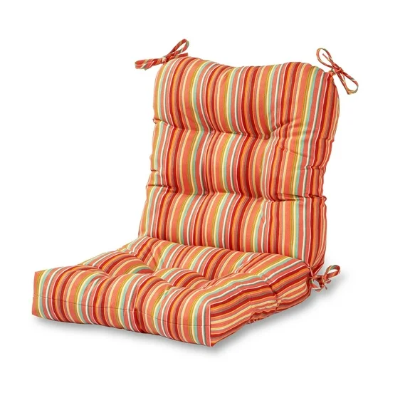 Greendale Home Fashions Watermelon Stripe 42 x 21 in. Outdoor Reversible Tufted Chair Cushion
