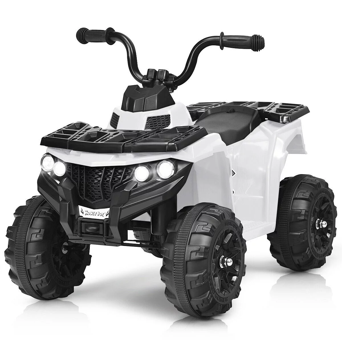 Gymax 6V Battery Powered Kids Ride On ATV 4-Wheeler Quad w/ MP3 & LED Headlight White