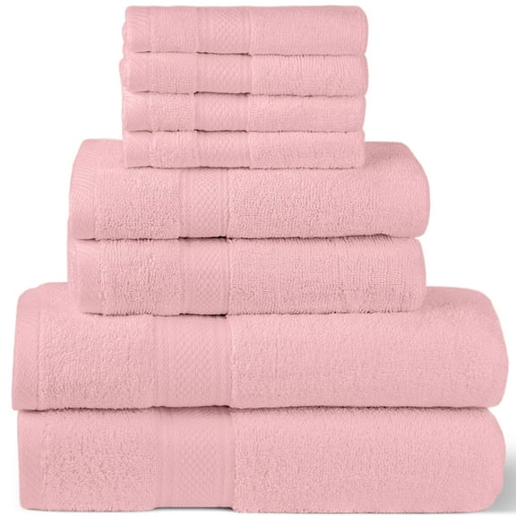 HOMES PERCEPTION Premium 8 Pack Towel Set | 600 GSM 2 Bath Towels, 2 Hand Towels 4 Wash cloths | Bath Towels on Clearance, Blush Pink