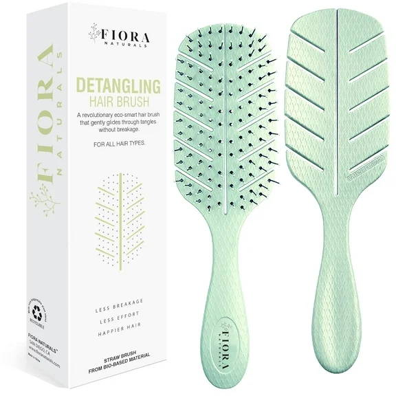 Hair Detangling Brush by Fiora Naturals - 100% Bio-Friendly Detangler  Brush w/ Ultra-Soft Bristles