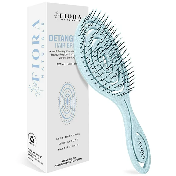 Hair Detangling Brush by Fiora Naturals - 100% Bio-Friendly Detangler Brush w/ Ultra-Soft Bristles