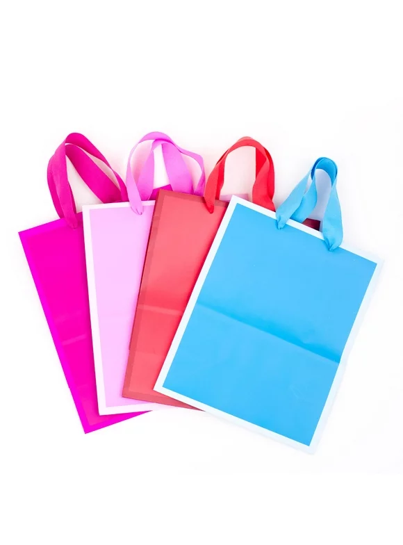 Hallmark Medium Gift Bags for Birthdays, Baby Showers, or Any Occasion (Solid Colors, Pack of 4)