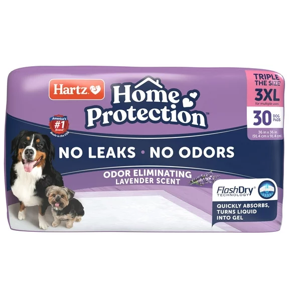 Hartz Home Protection Lavender Scent Odor-Eliminating Dog Pads, 3XL, 30ct