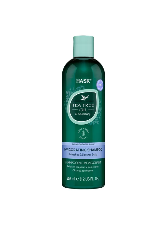 Hask Tea Tree Oil & Rosemary Nourishing Daily Shampoo with Refreshing Herbal Scent, 12 fl oz