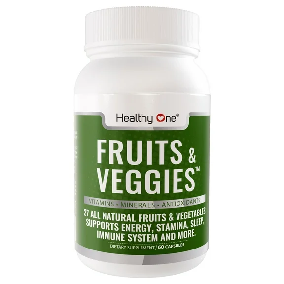 Healthy One Fruits and Veggies Supplement - 27 Superfood Fruit and Veggie Vitamins, 60 Capsules