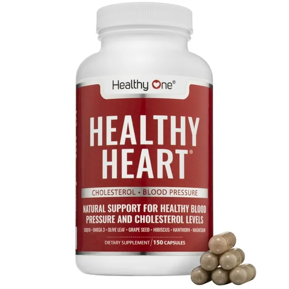 Healthy One Healthy Heart - Blood Flow & Heart Health Supplement with Magnesium, Hawthorn, 60 Caps