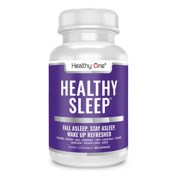 Healthy One Healthy Sleep - Sleep Supplement - Magnesium Glycinate, Melatonin & L-Theanine, 60 Caps