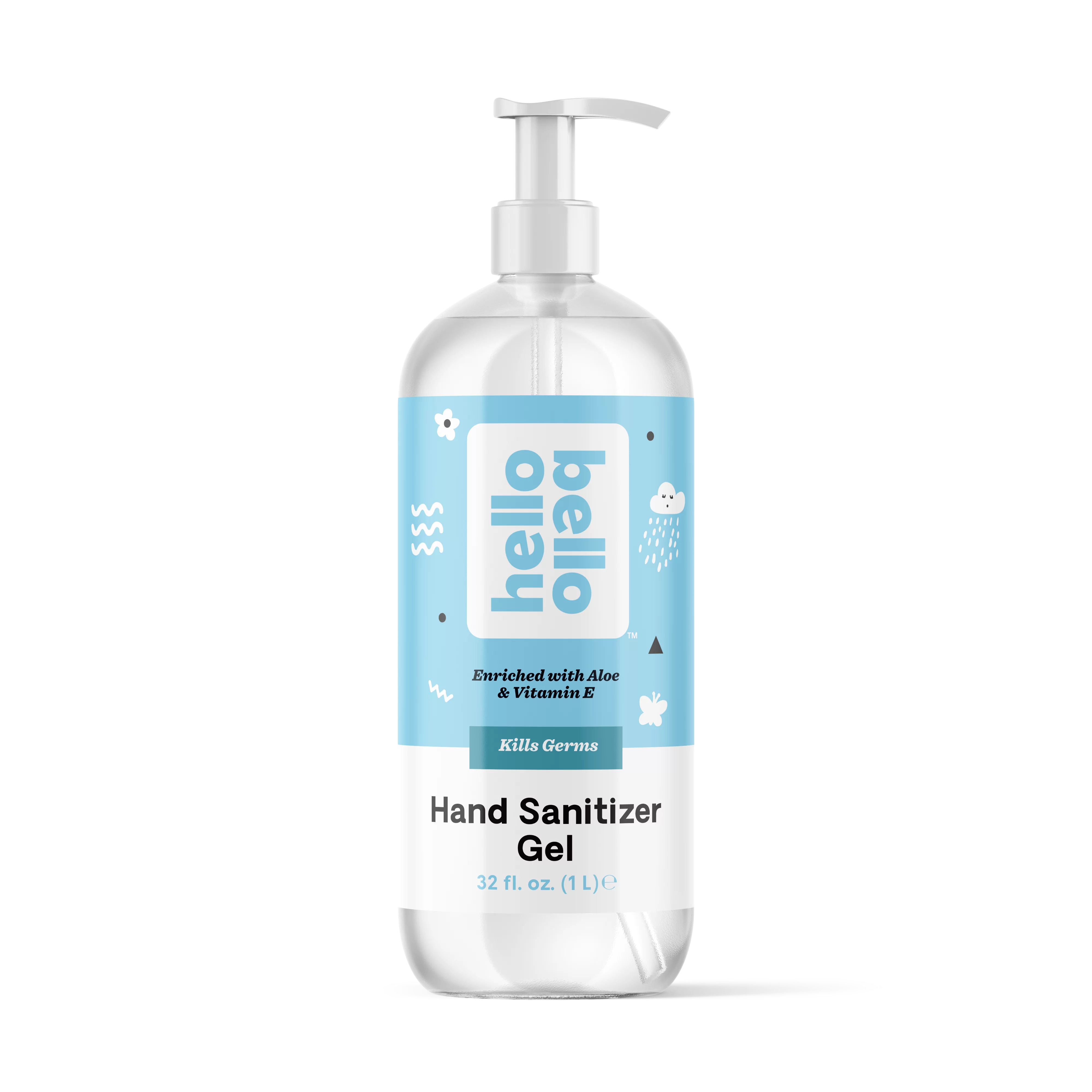 Hello Bello Hand Sanitizer Gel, Alcohol-Based Formula, Unscented, 32 fl oz