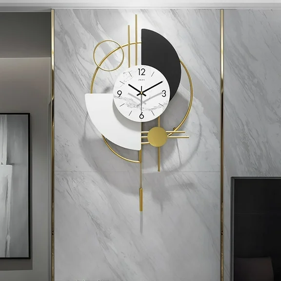 Homary Modern 16.5 inch 3D Mute Metal Wall Clock for Living Room with Mechanism Quartz Movement