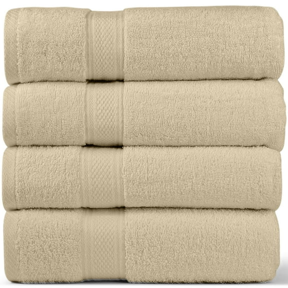 Homes Perception 4 Pack Bath Towels Set | Bath Towel Set Clearance 27" x 54" | 500 GSM, Beige