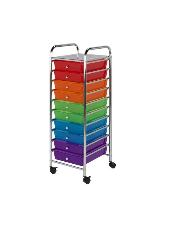 Honey-Can-Do 10-Drawer Multi-Color Rolling Cart, Rainbow