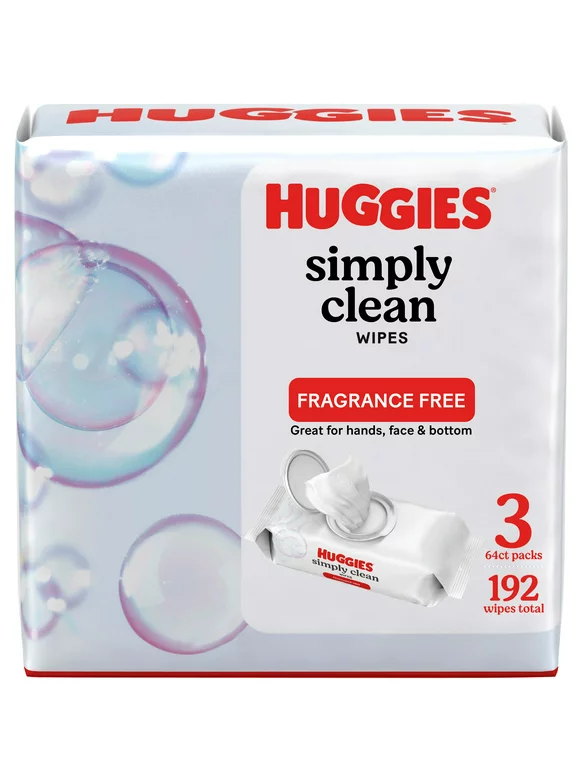 Huggies Simply Clean Unscented Wipes, 3 Pack, 192 Total Ct (Select for More Options)