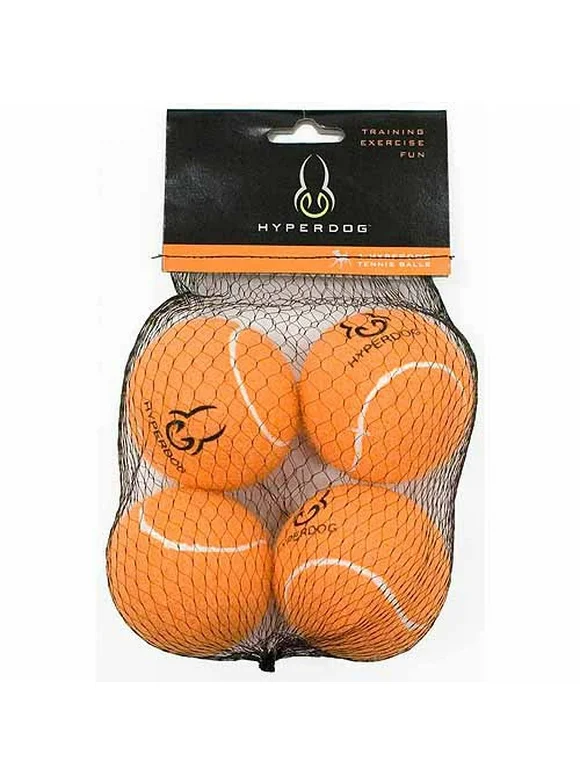 Hyper Pet Tennis Balls Dog Fetch Toys for Small Medium Dogs, Orange, Pack of 4