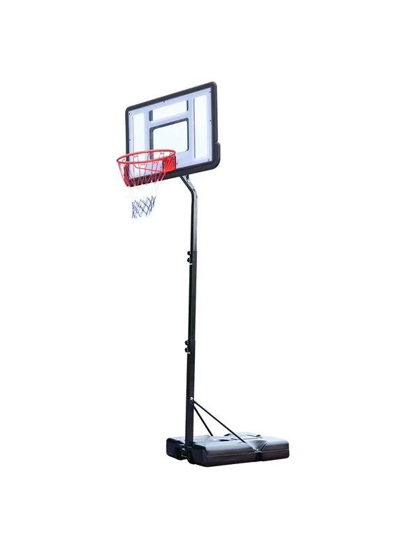 IVV Portable Basketball Stand System Basketball Hoop Teenager PVC Clear Backboard with Adjustable Height 7ft - 8.5ft