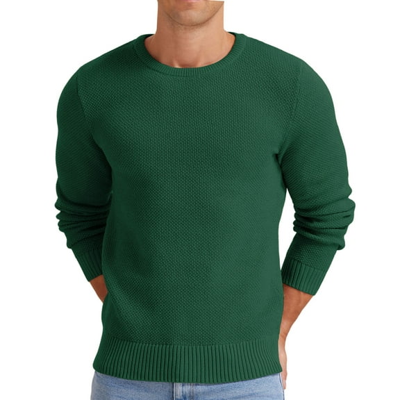 Iceglad Men's Crewneck Sweater Soft Casual Classic Pullover Knitwear Lightweight Sweaters with Ribbing Edge