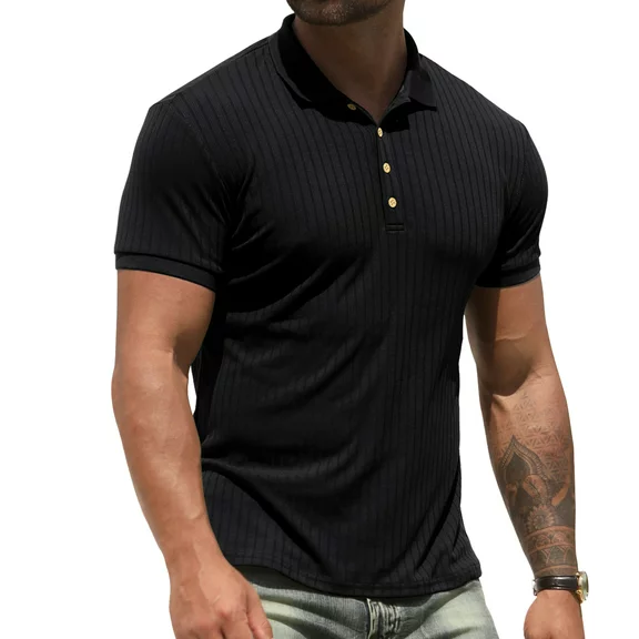 Iceglad Men's Polo Shirts Short Sleeve Casual Slim Fit Workout Shirts
