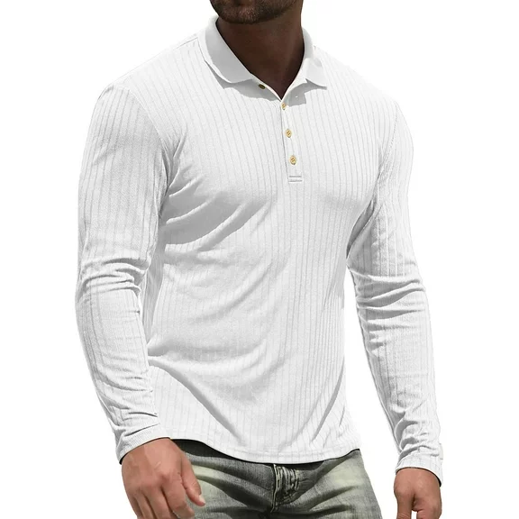 Iceglad Men's Polo Shirts long Sleeve Casual Slim Fit Workout Shirts