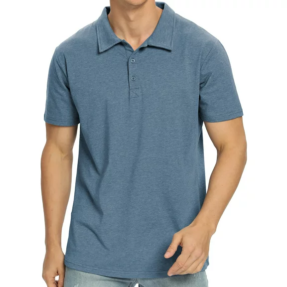 Iceglad Polo Shirts for Men Short Sleeve Soft Cotton Collared Shirt