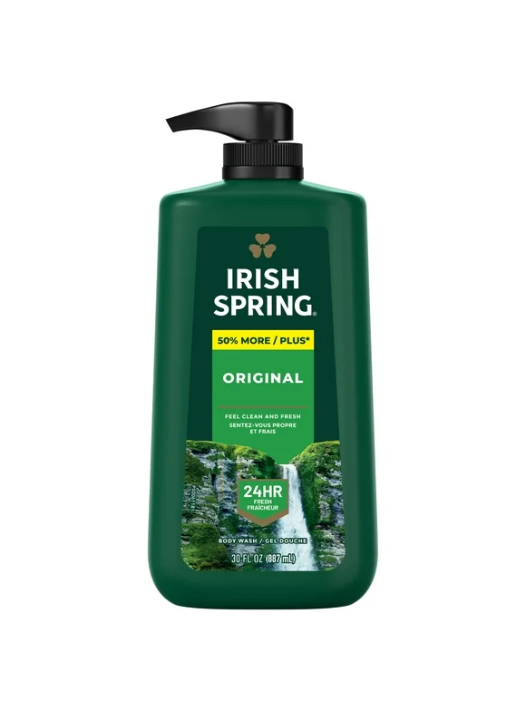 Irish Spring Mens Body Wash Pump, Original Clean Scented Body Wash for Men, 30 Oz Pump