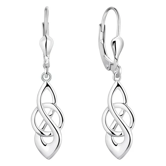 JO WISDOM 925 Sterling Silver Infinity Dangle & Drop Earrings with AAA Cubic Zirconia