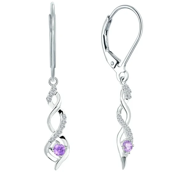 JO WISDOM 925 Sterling Silver Infinity Dangle & Drop Earrings with AAA Cubic Zirconia