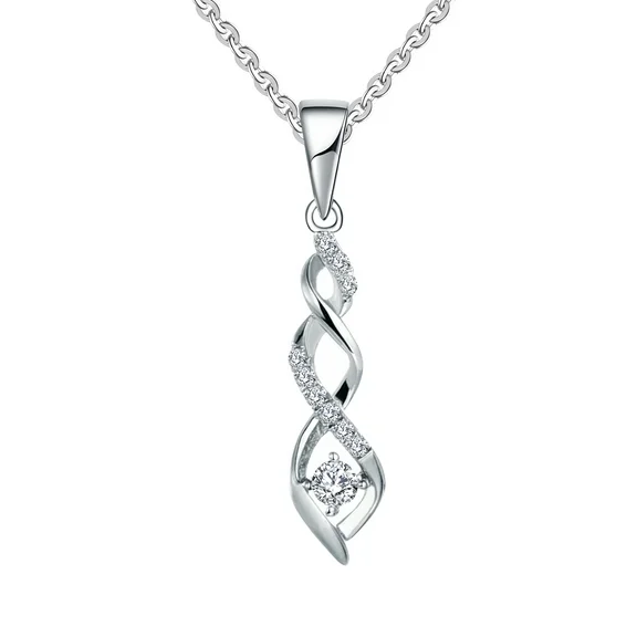 JO WISDOM 925 Sterling Silver Infinity Heart Pendant Necklaces with AAA Cubic Zirconia