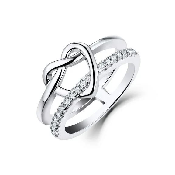 JO WISDOM 925 Sterling Silver Infinity Love Knot Heart Promise Ring for Her