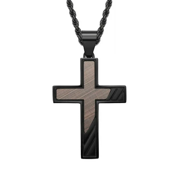 JO WISDOM Cross Necklace Stainless Steel Hip Hop Men's Pendant Necklace Minimalist Fashion Jewelry Gift